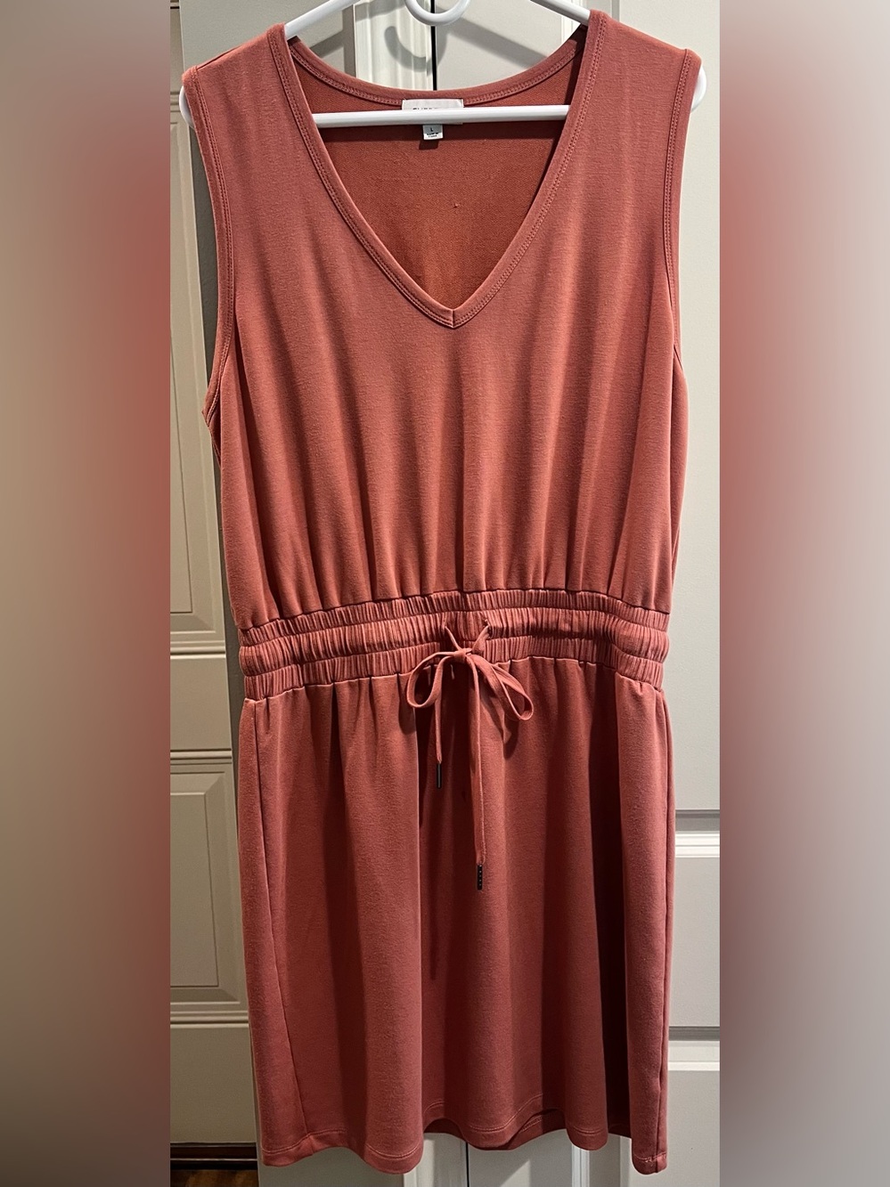 Evereve Dusty Rose V-Neck Drawstring Tank Dress